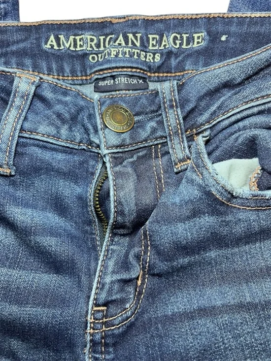 American Eagle Outfitters Ripped Dark Blue Skinny Jeans - Picture 3 of 5